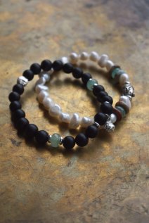 buddha-bracelets-hippie-bracelet-stacking-set-of-two-buddhist-jewelry-earthy-color-yoga-mala-beads-black-white-pearl-green-stone-3